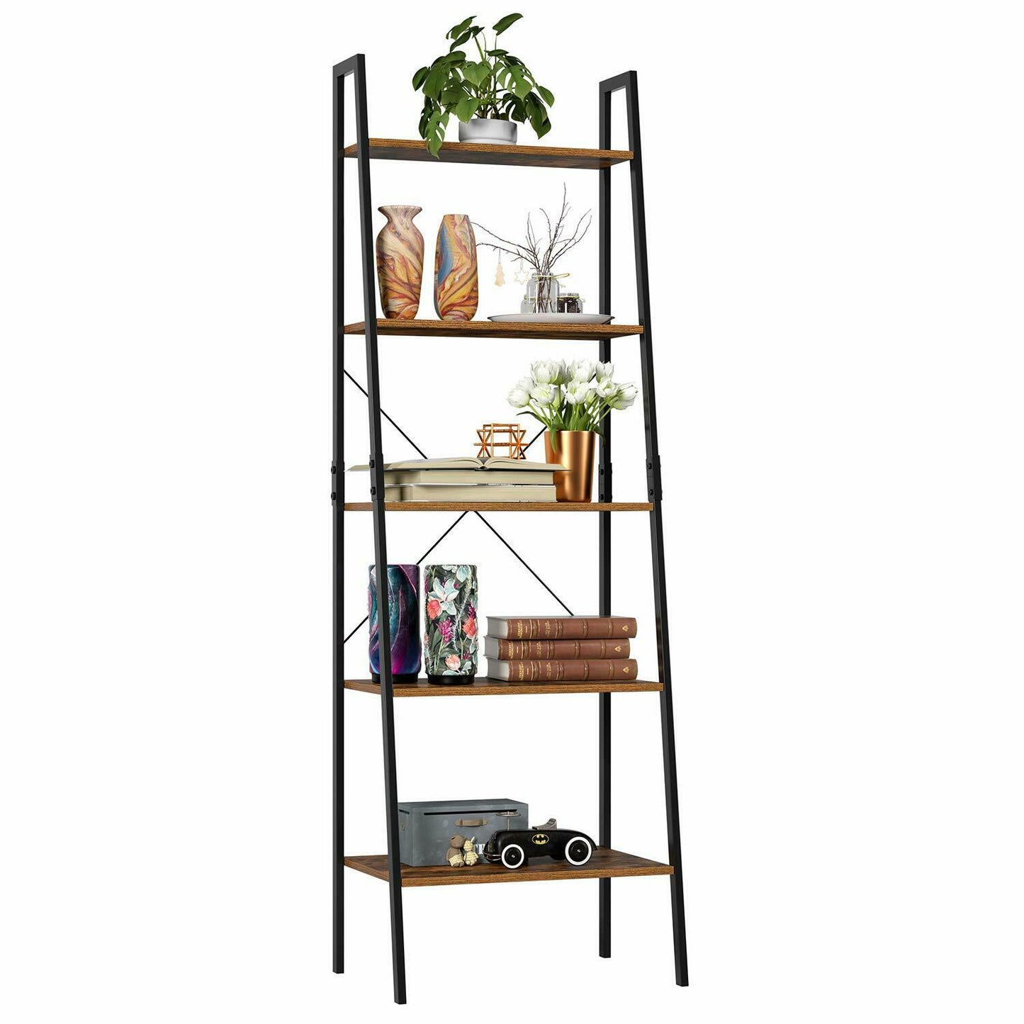 Homfa Industrial Bookcase with 5 Shelves for Living Room Bedroom Storage