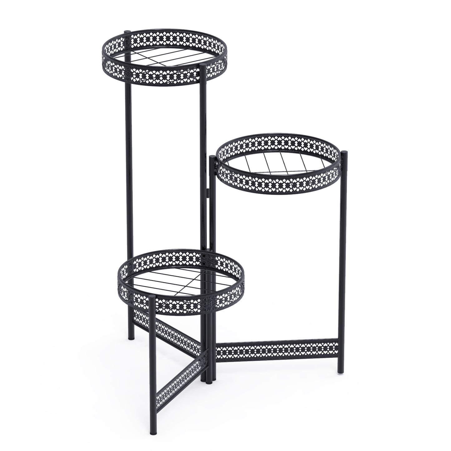 Metal Plant Stand Tall Flower Pot Holder Display Rack Foldable for Patio Garden Living Room Balcony