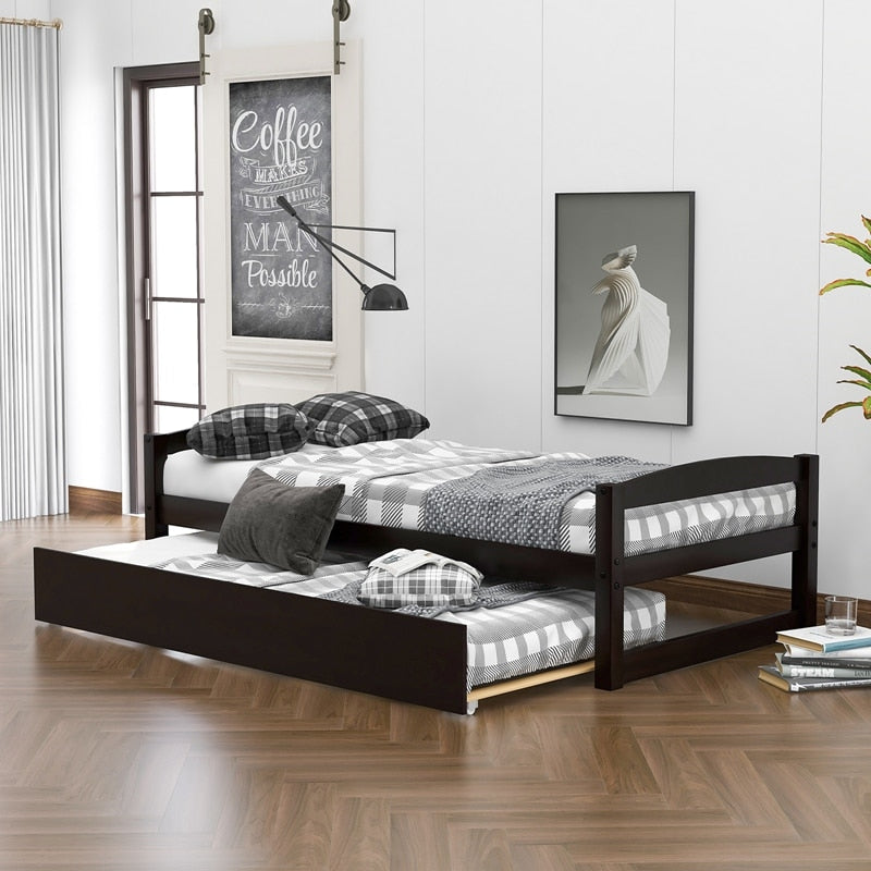 Nordic Modern Solid Wood Trundle Bed