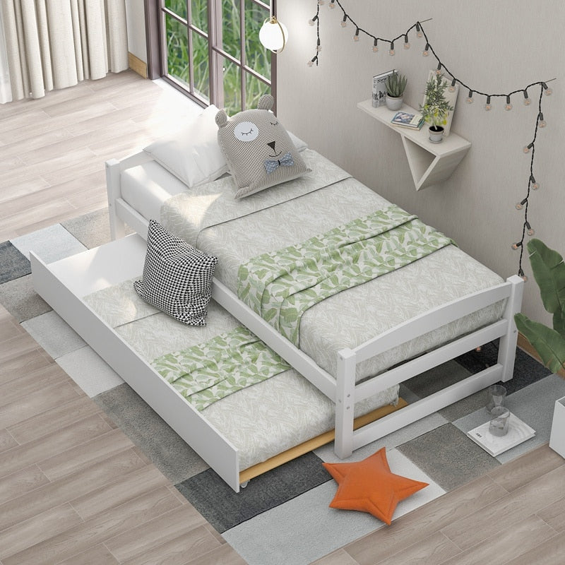 Nordic Modern Solid Wood Trundle Bed