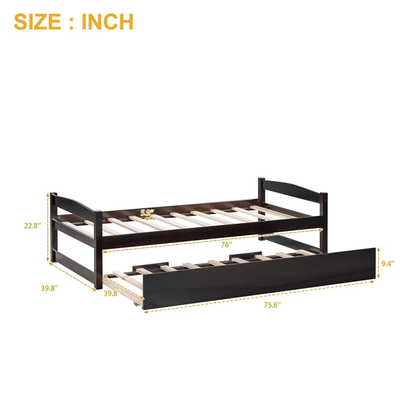 Nordic Modern Solid Wood Trundle Bed