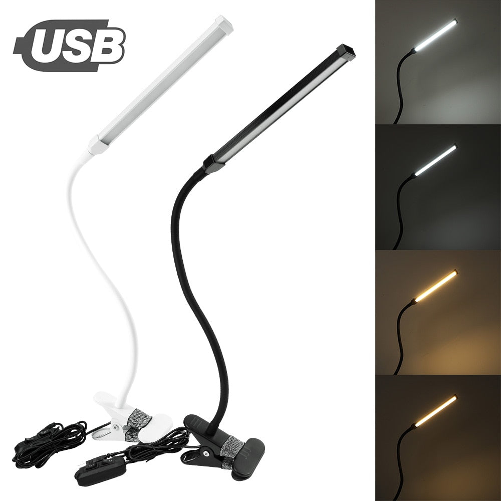 USB 360° Flexible Clamp Light Dimmable Reading Lights Clip-on Desk Lamp Table Lamp