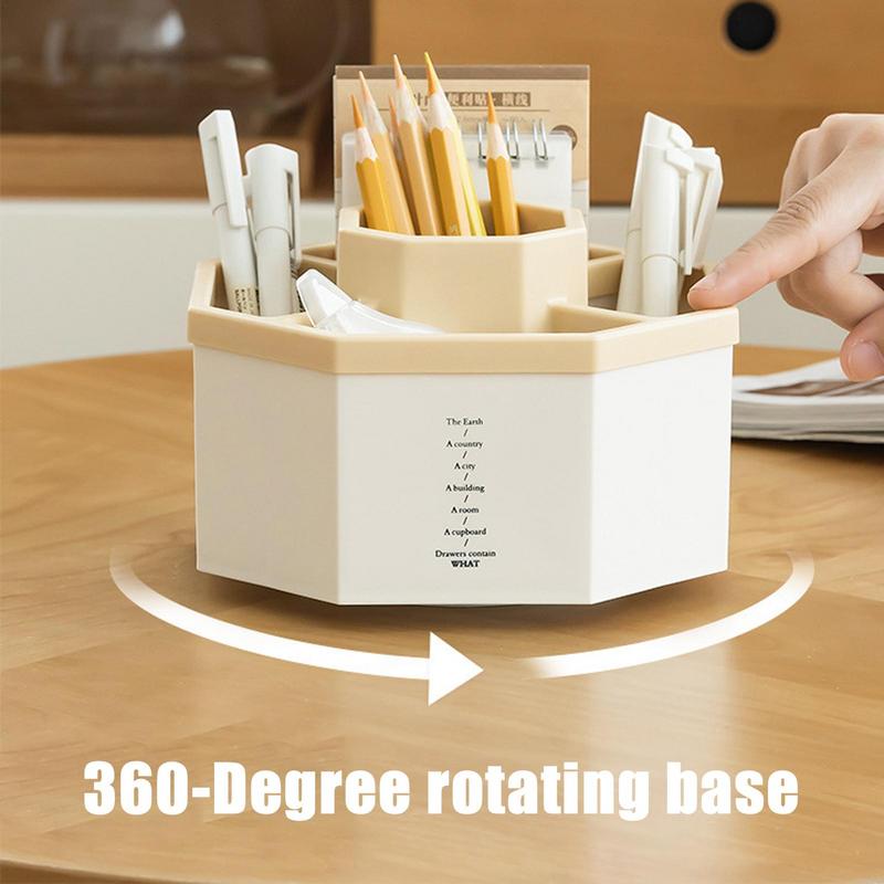 Cute Rotating Pen Pencil Organizer Pen Storage Container Desktop Storage Box