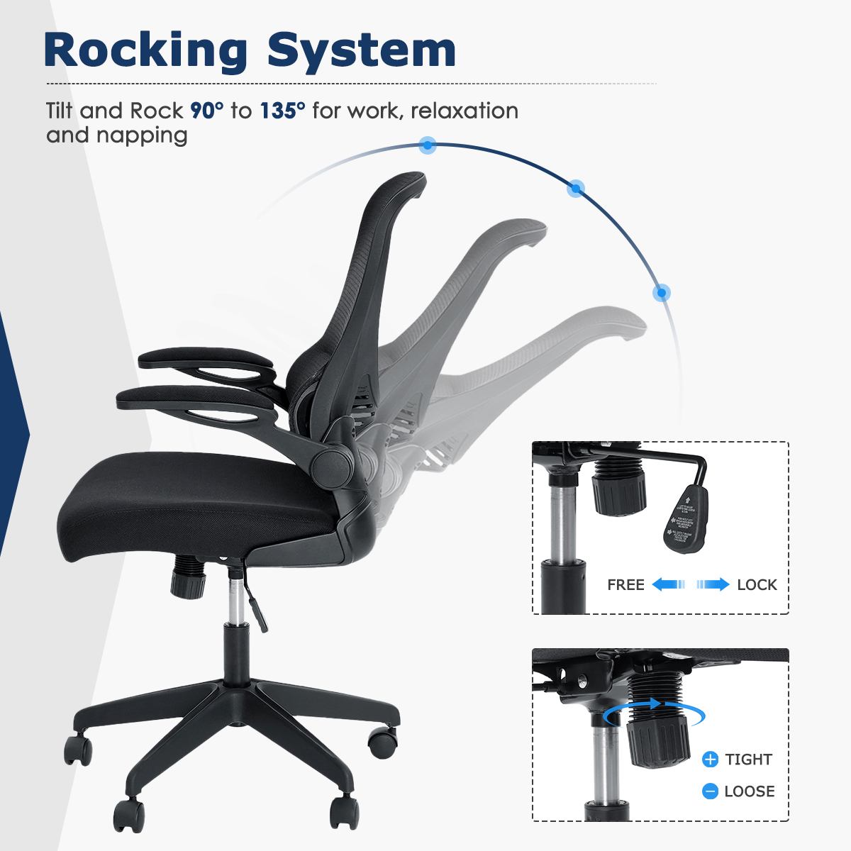 Mesh Office Chair with Lumbar Support Mid Back Computer Desk Chair Adjustable Swivel with Wheels