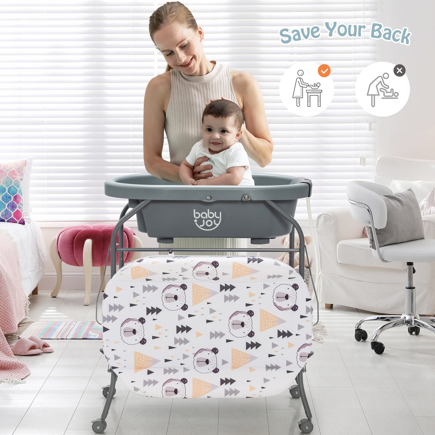 Portable Diaper Station with Wheels