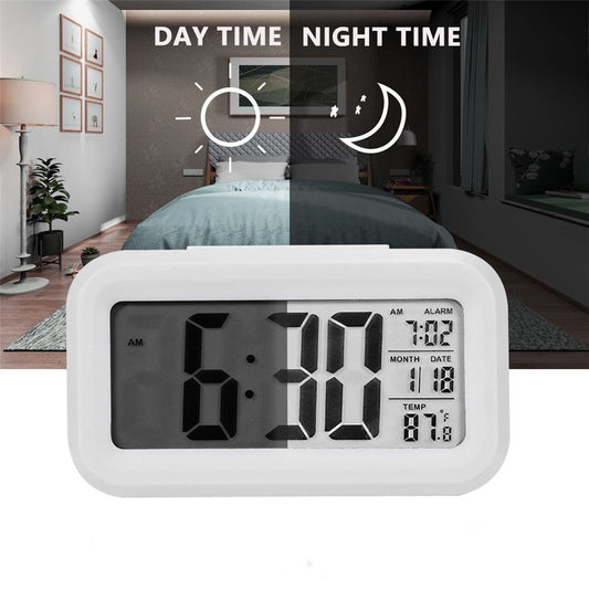 Digital LED Battery Powered Light Control Electronic Table Clock Wake Up Light Time Temperature Display