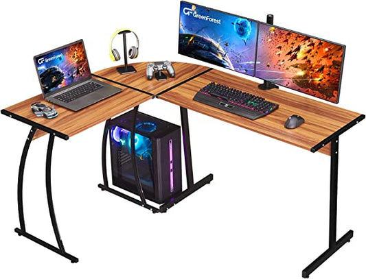 GreenForest L Shaped Gaming Computer Desk Home Office Bedroom Space-Saving