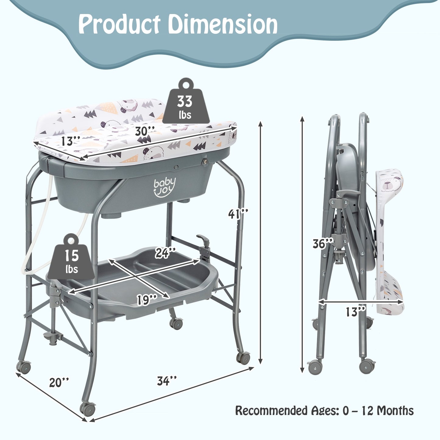 Portable Diaper Station with Wheels