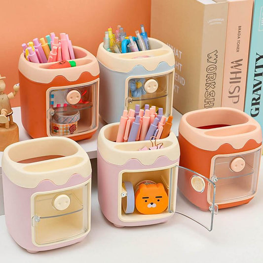 Pen Pencil Holder For Kids Teens Office Multifunctional Pen Holders With 2 Layers Mini Fridge