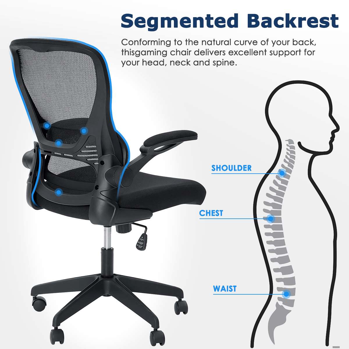 Mesh Office Chair with Lumbar Support Mid Back Computer Desk Chair Adjustable Swivel with Wheels