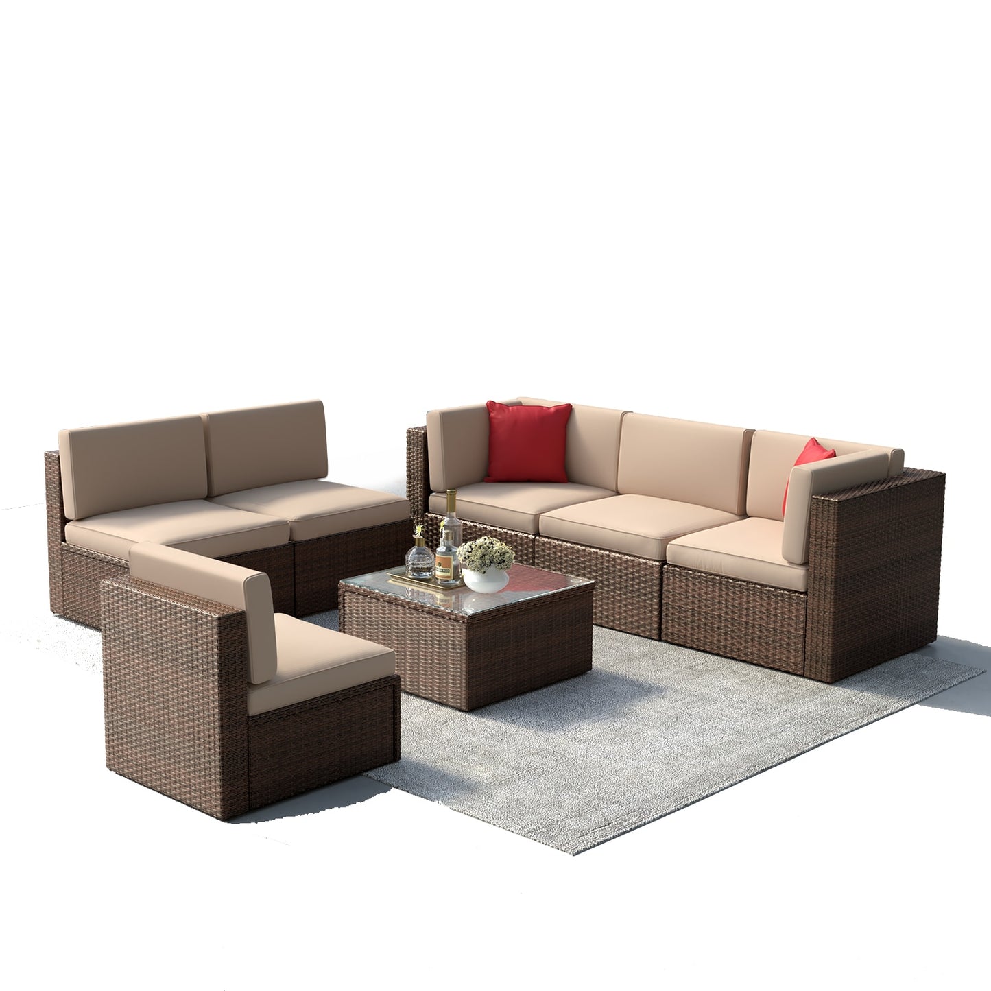 Patio Furniture Outdoor Sectional Sofa With Fire Pit Coffee Table Rattan Outdoor Garden Furniture