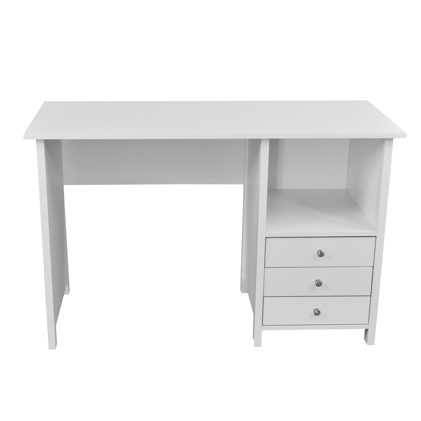 Contemporary Desk with 3 Storage Drawers Made of Durable Manufactured Wood provide White