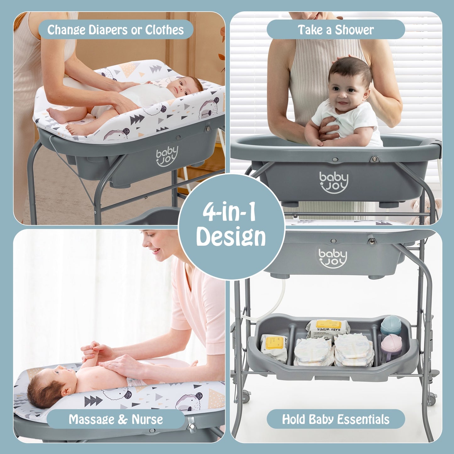 Portable Diaper Station with Wheels