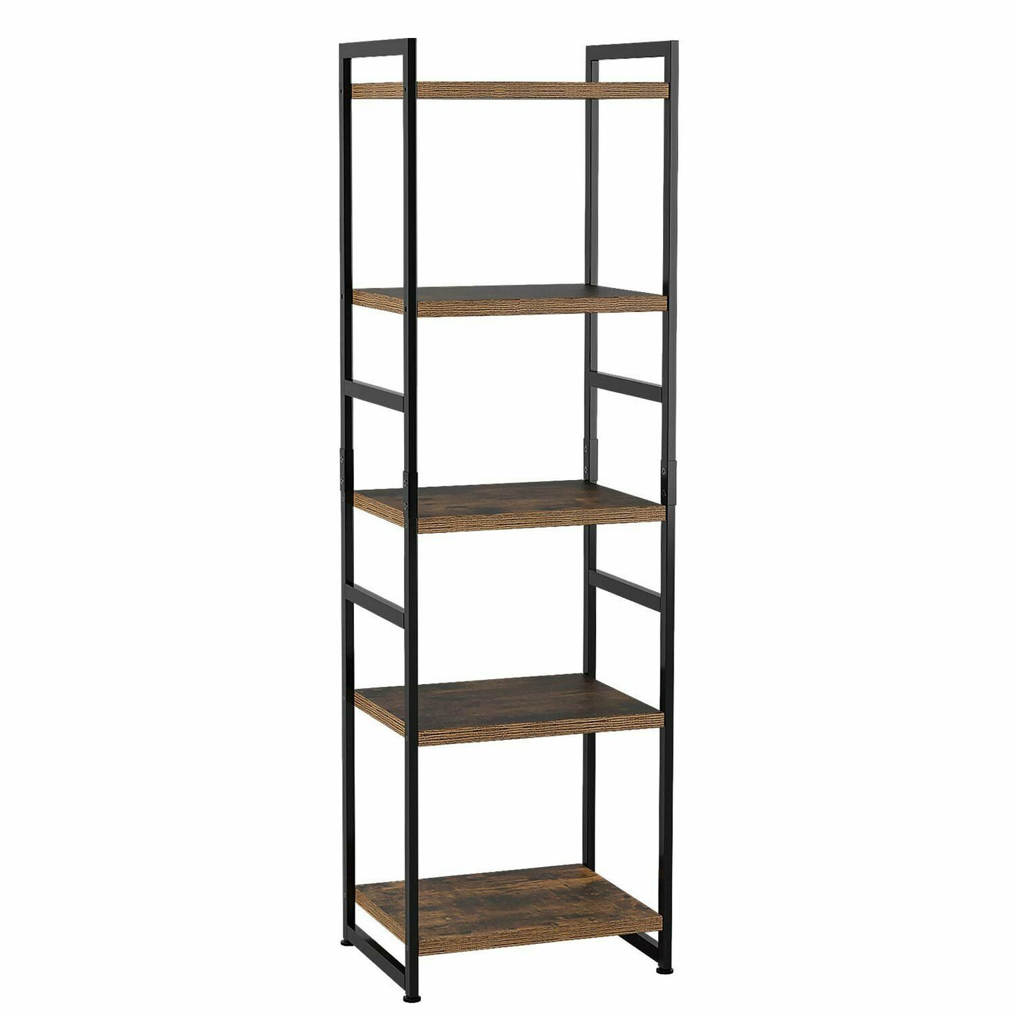 5 Tier Shelving Unit Wood Shelves and Metal Frame Home Industrial Bookshelf