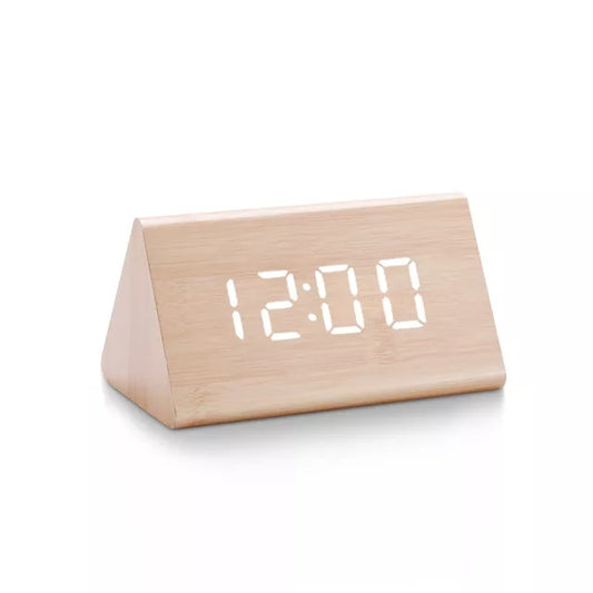 Digital Alarm Clock LED Wooden Clock Sound Control Electronic Desktop USB/AAA Powered Home Table Decor