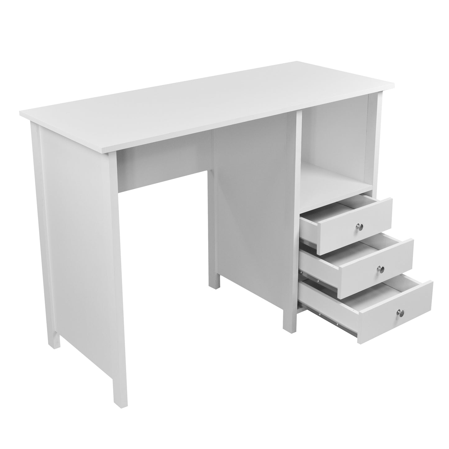 Contemporary Desk with 3 Storage Drawers Made of Durable Manufactured Wood provide White