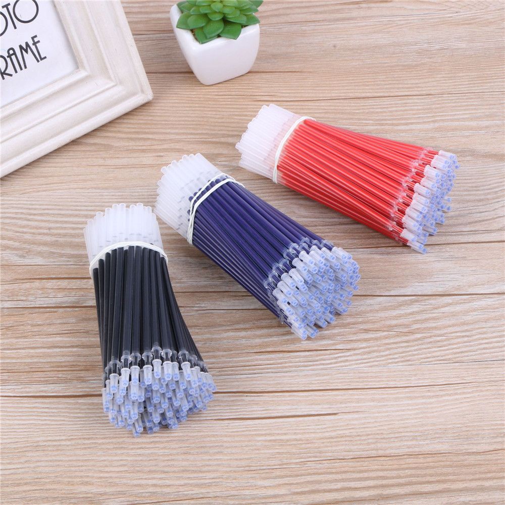 100 pcs/set 0.5mm Gel Pen Refills Red Blue Black Ink Pen Replacement School Office Supplies